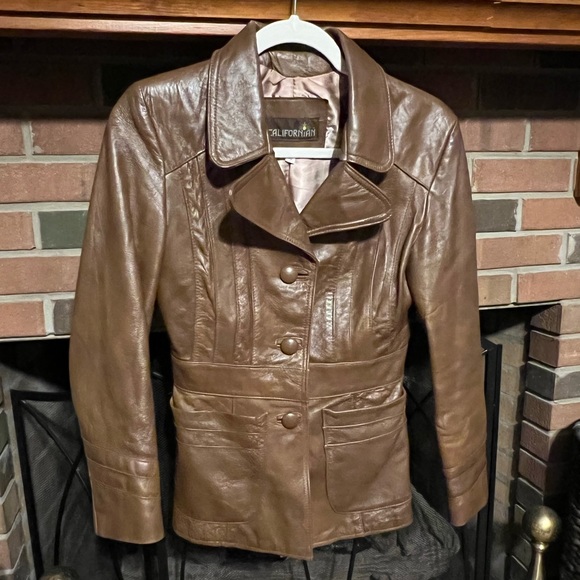 SOLD!!! M 70s 80s Vintage Californian Cognac Bohemian Leather Jacket Disco Baby! - Picture 3 of 11